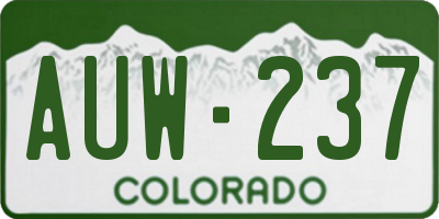 CO license plate AUW237