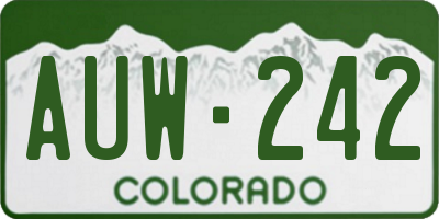 CO license plate AUW242