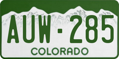 CO license plate AUW285