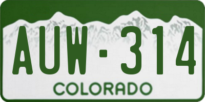 CO license plate AUW314