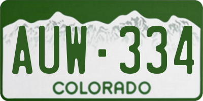 CO license plate AUW334