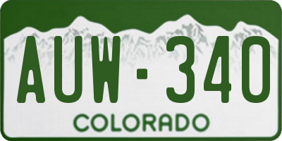 CO license plate AUW340
