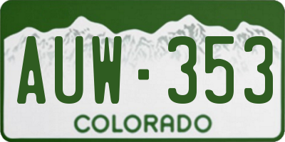CO license plate AUW353