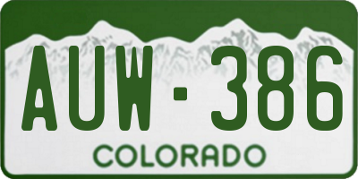CO license plate AUW386