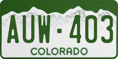 CO license plate AUW403