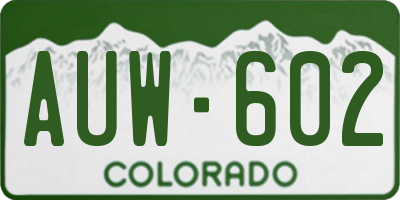 CO license plate AUW602