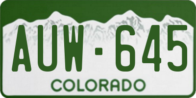 CO license plate AUW645