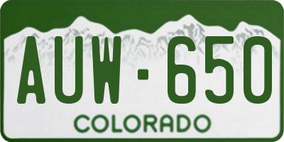 CO license plate AUW650
