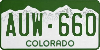 CO license plate AUW660