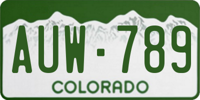 CO license plate AUW789