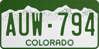 CO license plate AUW794