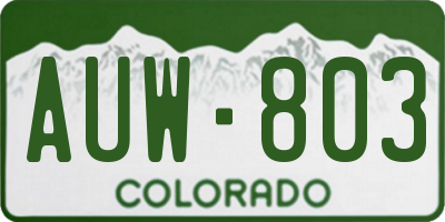 CO license plate AUW803