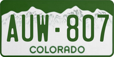 CO license plate AUW807