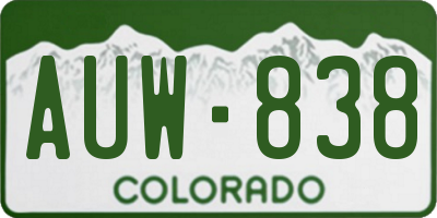 CO license plate AUW838