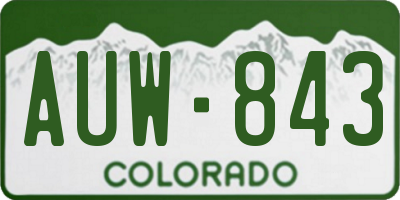 CO license plate AUW843