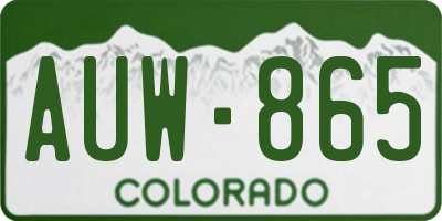 CO license plate AUW865