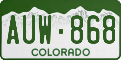 CO license plate AUW868