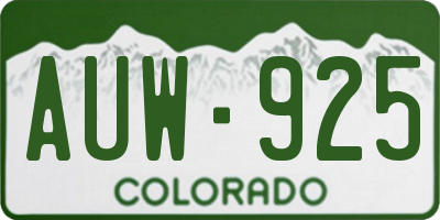 CO license plate AUW925
