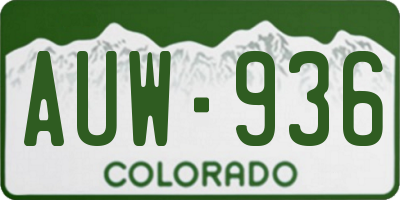 CO license plate AUW936