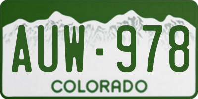 CO license plate AUW978