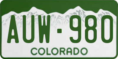 CO license plate AUW980