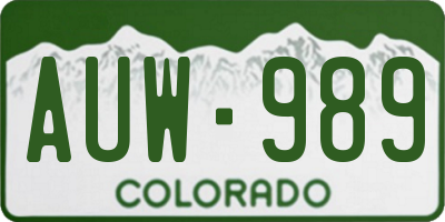 CO license plate AUW989