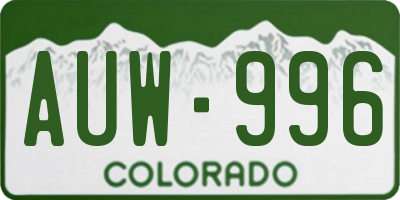 CO license plate AUW996