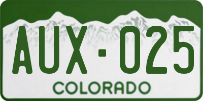 CO license plate AUX025