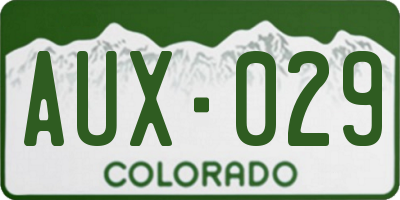 CO license plate AUX029