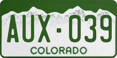 CO license plate AUX039