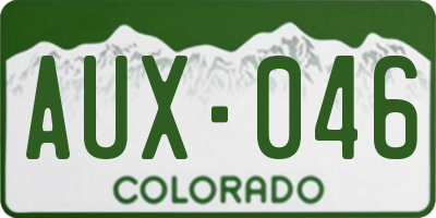 CO license plate AUX046