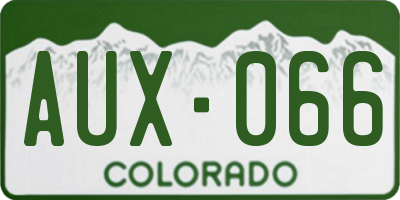 CO license plate AUX066