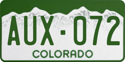CO license plate AUX072