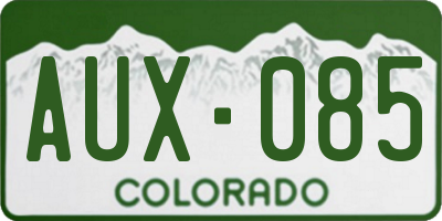 CO license plate AUX085