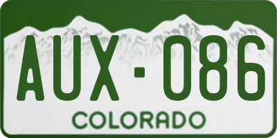 CO license plate AUX086