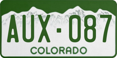 CO license plate AUX087