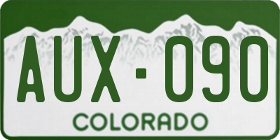 CO license plate AUX090