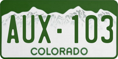 CO license plate AUX103