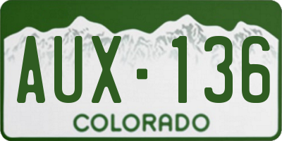 CO license plate AUX136