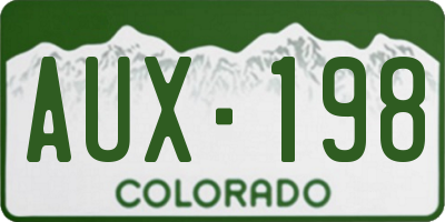 CO license plate AUX198