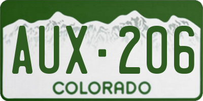 CO license plate AUX206