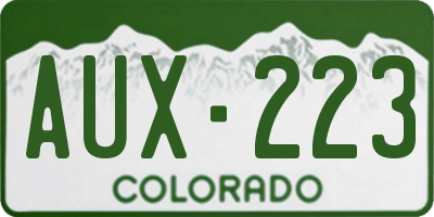 CO license plate AUX223