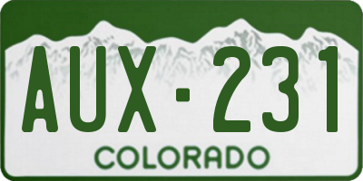 CO license plate AUX231
