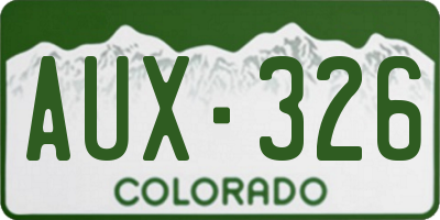 CO license plate AUX326