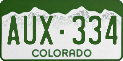 CO license plate AUX334
