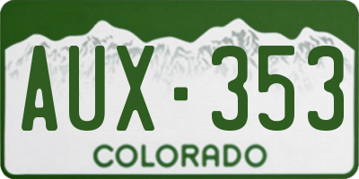 CO license plate AUX353