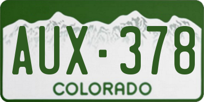 CO license plate AUX378