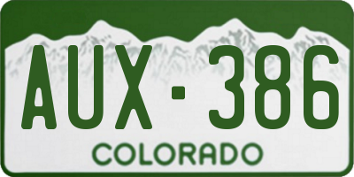 CO license plate AUX386