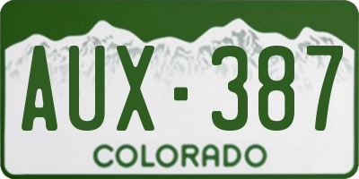 CO license plate AUX387