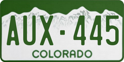 CO license plate AUX445